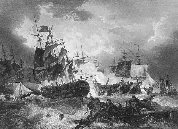 Admiral Duncans victory over the Dutch fleet, North Sea, 11 October 1797, (c1857). Artist: J Rogers