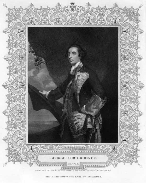 Framed Print : Admiral George Brydges Rodney (1719-1792), 1st Baron Rodney, 19th century. Artist: H Robinson Framed Print : Admiral George Brydges Rodney (1719-1792), 1st Baron Rodney, 19th century. Artist: H Robinson