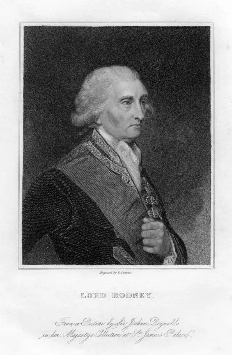 Framed Print : Admiral George Brydges Rodney (1719-1792), 1st Baron Rodney, 19th century. Artist: E Scriven Framed Print : Admiral George Brydges Rodney (1719-1792), 1st Baron Rodney, 19th century. Artist: E Scriven
