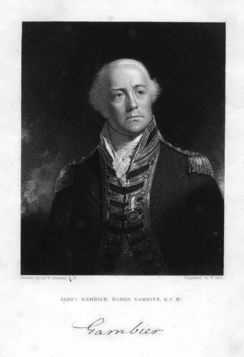Framed Print : Admiral James Gambier (1756-1833), 1st Baron Gambier, 1837. Artist: W Holl Framed Print : Admiral James Gambier (1756-1833), 1st Baron Gambier, 1837. Artist: W Holl