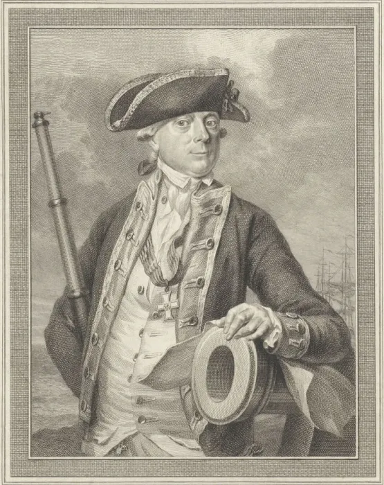 Framed Print : Admiral Jan Hendrik van Kinsbergen (1735-1819), Count of Doggersbank, 1781. Artist: Vinkeles, Reinier (1741-1816) Framed Print : Admiral Jan Hendrik van Kinsbergen (1735-1819), Count of Doggersbank, 1781. Artist: Vinkeles, Reinier (1741-1816)
