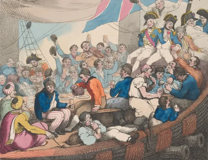 Framed Print : Admiral Nelson Recreating with his Brave Tars after the Glorious Battle of Framed Print : Admiral Nelson Recreating with his Brave Tars after the Glorious Battle of