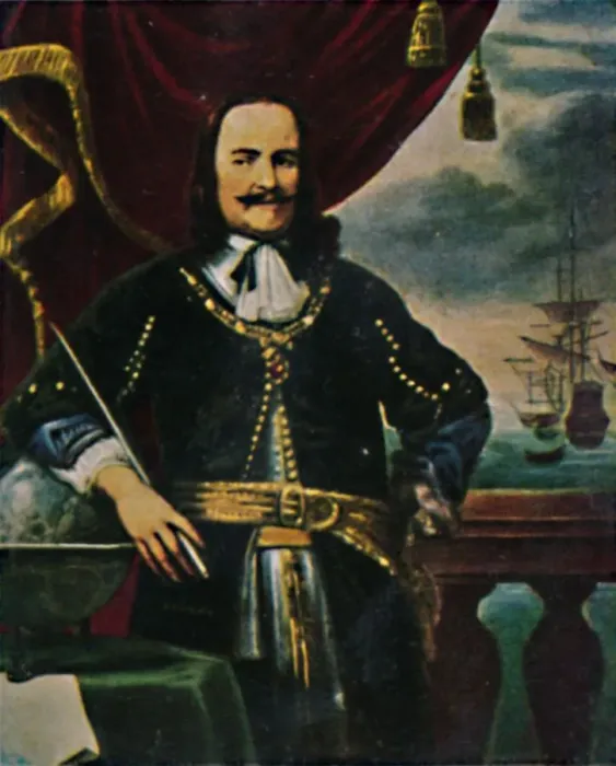 Framed Print : Admiral de Ruyter 1607-1676. - Gemalde von F. Bol, 1934 Framed Print : Admiral de Ruyter 1607-1676. - Gemalde von F. Bol, 1934