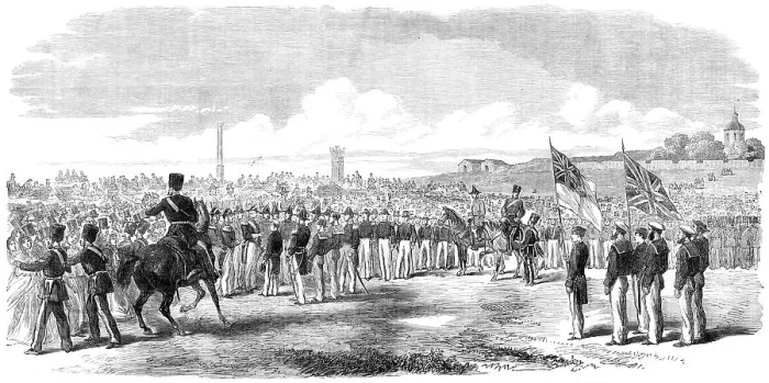 Framed Print : Admiral Sir Michael Seymour presenting the Victoria Cross, on Southsea Common... 1865. Creator: Unknown Framed Print : Admiral Sir Michael Seymour presenting the Victoria Cross, on Southsea Common... 1865. Creator: Unknown