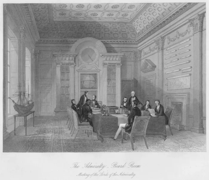 Framed Print : The Admiralty. - Board Room, c1841. Artist: Henry Melville Framed Print : The Admiralty. - Board Room, c1841. Artist: Henry Melville