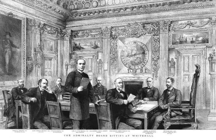 Framed Print : The Admiralty Board Sitting at Whitehall, 1890. Creator: Unknown Framed Print : The Admiralty Board Sitting at Whitehall, 1890. Creator: Unknown