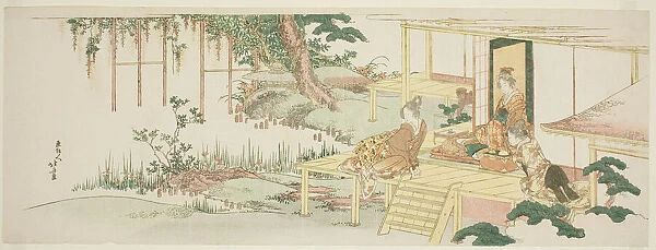 Admiring wisteria, Japan, c. 1801  /  07. Creator: Hokusai