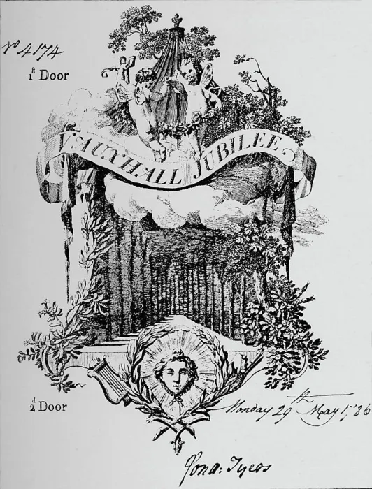 Framed Print : An admission ticket to Vauxhall Gardens, 1786, (1912) Framed Print : An admission ticket to Vauxhall Gardens, 1786, (1912)