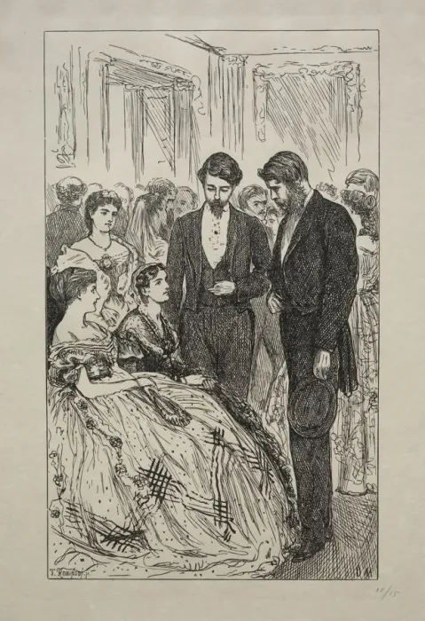 Framed Print : Much Ado about Nothing, 1866. Creator: George Louis Palmella Busson Du Maurier (British Framed Print : Much Ado about Nothing, 1866. Creator: George Louis Palmella Busson Du Maurier (British