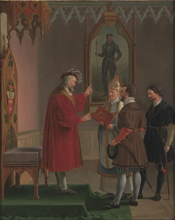 Framed Print : Adolf, Duke of Schleswig-Holstein, Declines the Offer to Accede to the Danish Throne... 1825-1826. Creator: Martinus Rorbye Framed Print : Adolf, Duke of Schleswig-Holstein, Declines the Offer to Accede to the Danish Throne... 1825-1826. Creator: Martinus Rorbye