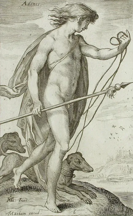 Framed Print : Adonis, between 1607 and 1610. Creator: Jacob Matham Framed Print : Adonis, between 1607 and 1610. Creator: Jacob Matham