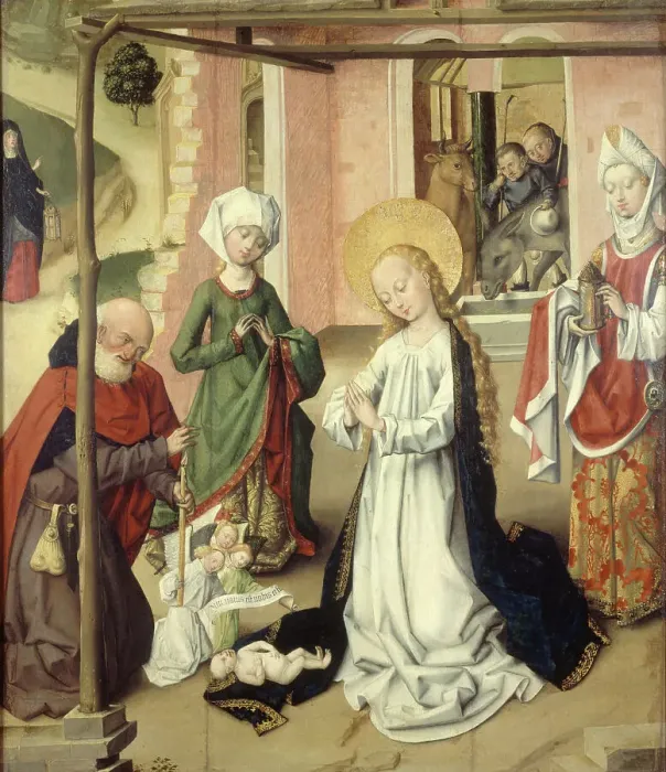 Framed Print : Adoration of the Child, between 1475 and 1510. Creator: Master of the Saint Bartholomew Altarpiece Framed Print : Adoration of the Child, between 1475 and 1510. Creator: Master of the Saint Bartholomew Altarpiece