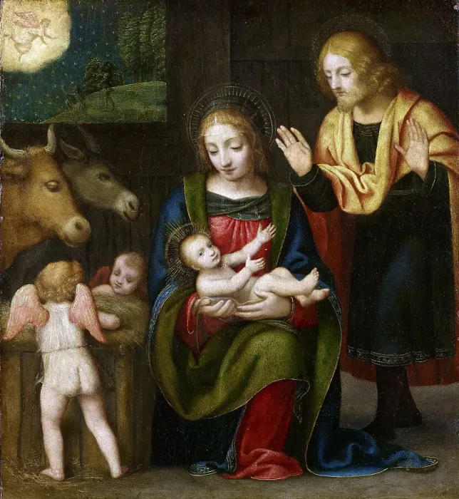 Framed Print : The Adoration of the Christ Child, 1524. Creator: Luini, Bernardino (ca. 1480-1532) Framed Print : The Adoration of the Christ Child, 1524. Creator: Luini, Bernardino (ca. 1480-1532)