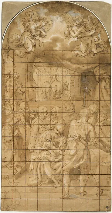 Framed Print : Adoration of the Christ Child, 1580 / 1600. Creator: Filippo Bellini Framed Print : Adoration of the Christ Child, 1580 / 1600. Creator: Filippo Bellini