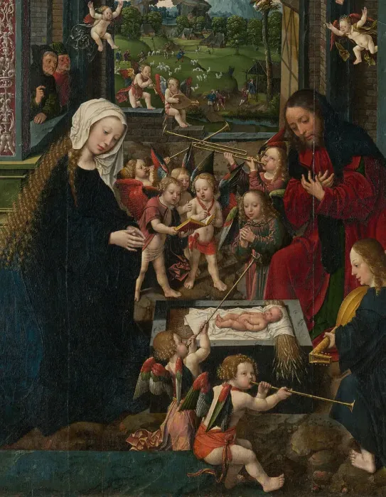Framed Print : The Adoration of the Christ Child, c. 1515. Creator: Jacob Cornelisz. van Oostsanen Framed Print : The Adoration of the Christ Child, c. 1515. Creator: Jacob Cornelisz. van Oostsanen