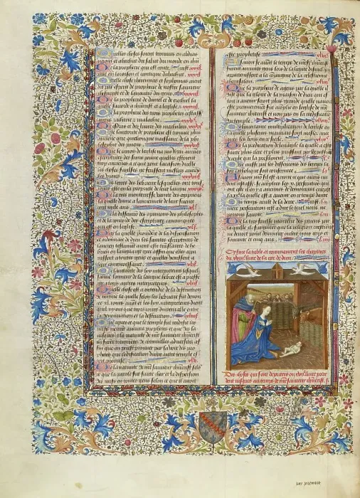 Framed Print : The Adoration of the Christ Child; Cite de Dieu, about 1440-1450. Creator: Master of the Oxford Hours Framed Print : The Adoration of the Christ Child; Cite de Dieu, about 1440-1450. Creator: Master of the Oxford Hours
