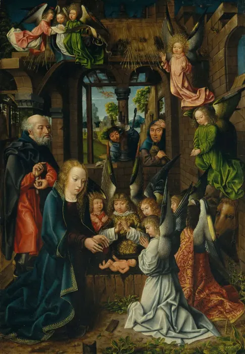 Framed Print : The Adoration of the Christ Child, possibly 1496-1502. Creator: Unknown Framed Print : The Adoration of the Christ Child, possibly 1496-1502. Creator: Unknown