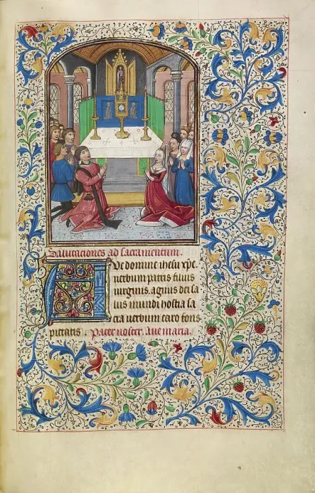 Framed Print : The Adoration of the Eucharist; Arenberg Hours, early 1460s. Creator: Willem Vrelant Framed Print : The Adoration of the Eucharist; Arenberg Hours, early 1460s. Creator: Willem Vrelant