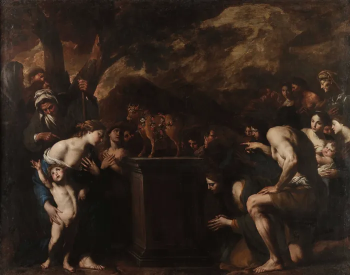 Framed Print : The Adoration of the Golden Calf, 1645-1650. Creator: Vaccaro, Andrea (1604-1670) Framed Print : The Adoration of the Golden Calf, 1645-1650. Creator: Vaccaro, Andrea (1604-1670)