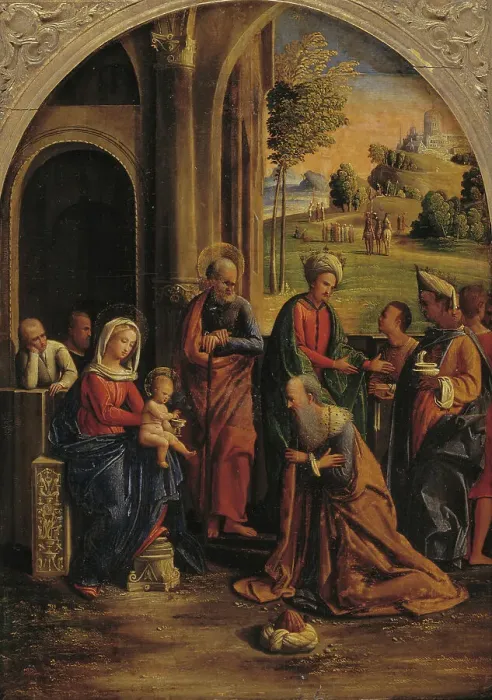Framed Print : The Adoration of the Kings, 1522-1525. Creators: Ortolano, Benvenuto Tisi da Garofalo Framed Print : The Adoration of the Kings, 1522-1525. Creators: Ortolano, Benvenuto Tisi da Garofalo