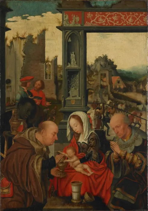 Framed Print : The Adoration of the Kings, 1525. Artist: Mostaert, Jan (1472 / 73-1555 / 56) Framed Print : The Adoration of the Kings, 1525. Artist: Mostaert, Jan (1472 / 73-1555 / 56)