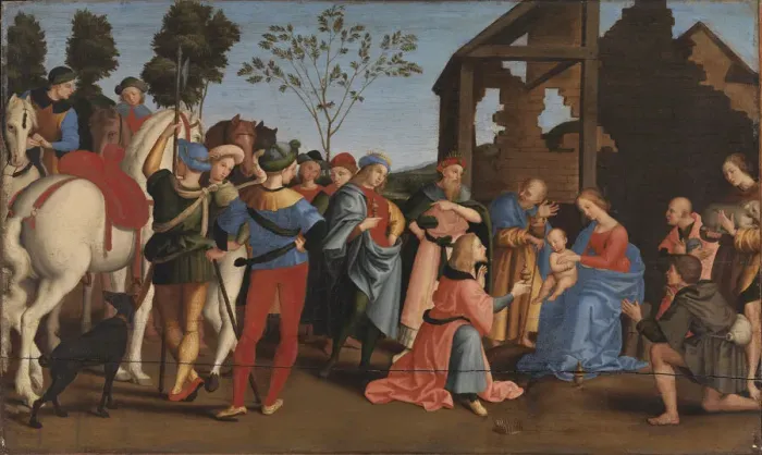 Framed Print : The Adoration of the Kings. Creator: Raphael (Raffaello Sanzio da Urbino) (1483-1520) Framed Print : The Adoration of the Kings. Creator: Raphael (Raffaello Sanzio da Urbino) (1483-1520)