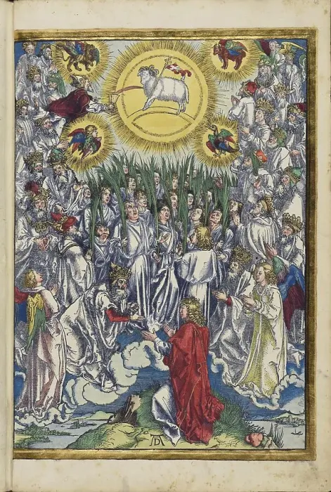 Framed Print : The Adoration of the Lamb and the Song of the Elect. From the Apocalypse (Revelation of John), 1511. Creator: Dürer, Albrecht (1471-1528) Framed Print : The Adoration of the Lamb and the Song of the Elect. From the Apocalypse (Revelation of John), 1511. Creator: Dürer, Albrecht (1471-1528)