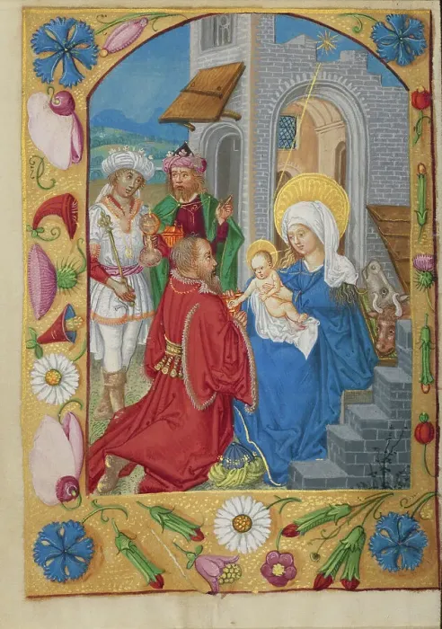 Framed Print : The Adoration of the Mag; Book of Hours, early 16th century. Creator: Unknown Framed Print : The Adoration of the Mag; Book of Hours, early 16th century. Creator: Unknown