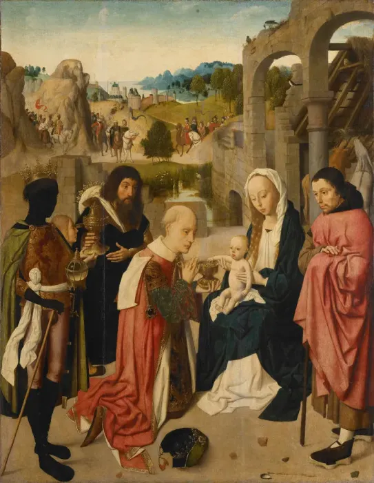 Framed Print : The Adoration of the Magi, 1490. Artist: Geertgen tot Sint, Jans (ca. 1460-ca. 1490) Framed Print : The Adoration of the Magi, 1490. Artist: Geertgen tot Sint, Jans (ca. 1460-ca. 1490)
