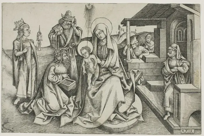 Framed Print : Adoration of the Magi, 1499. Creator: Mair von Landshut Framed Print : Adoration of the Magi, 1499. Creator: Mair von Landshut