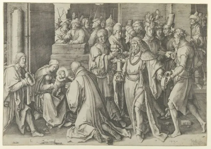Framed Print : Adoration of the Magi, 1513. Creator: Lucas van Leyden Framed Print : Adoration of the Magi, 1513. Creator: Lucas van Leyden