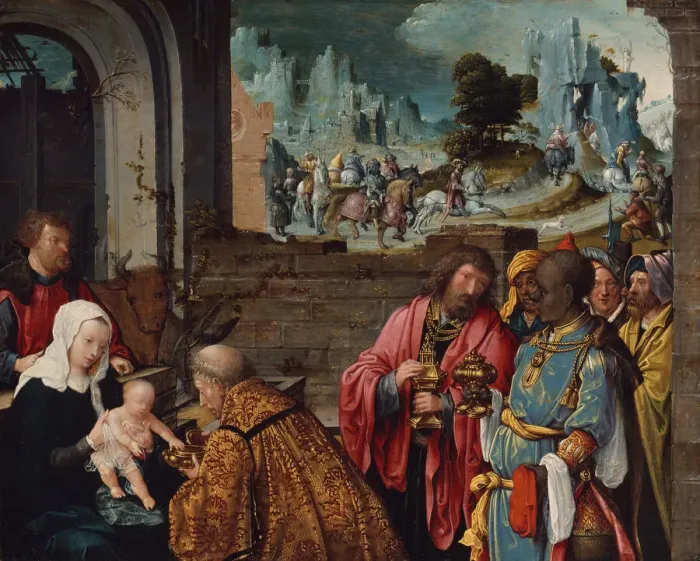 Framed Print : The Adoration of the Magi, 1515 / 25. Creator: Workshop of Cornelis Engebrechtsz Framed Print : The Adoration of the Magi, 1515 / 25. Creator: Workshop of Cornelis Engebrechtsz