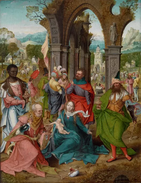 Framed Print : The Adoration of the Magi, 1519. Creator: Master of the Antwerp Adoration Framed Print : The Adoration of the Magi, 1519. Creator: Master of the Antwerp Adoration
