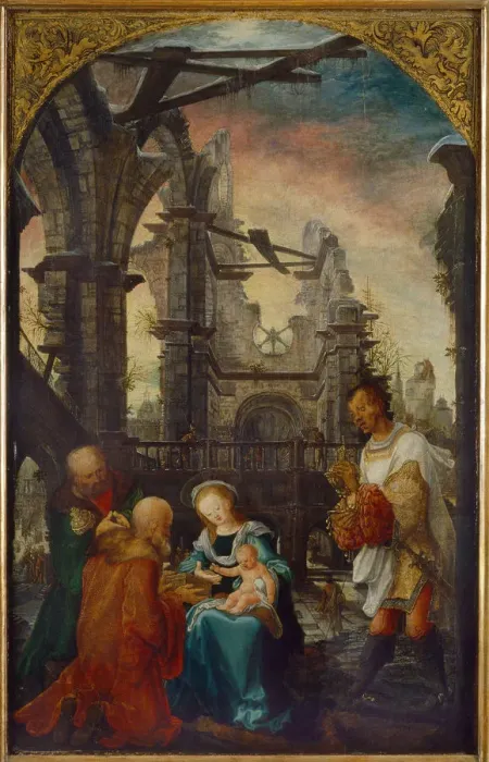 Framed Print : The Adoration of the Magi, 1521. Artist: Huber, Wolf (1480 / 5-1553) Framed Print : The Adoration of the Magi, 1521. Artist: Huber, Wolf (1480 / 5-1553)