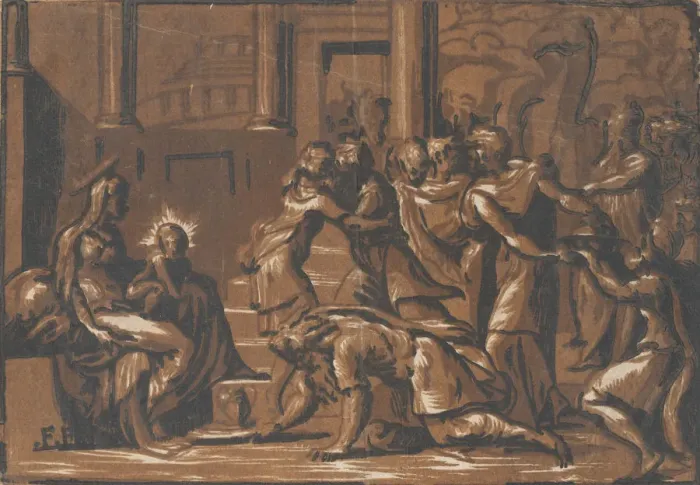 Framed Print : The Adoration of the Magi, 1540-50. 1540-50. Creator: Attributed to Niccolo Vicentino Framed Print : The Adoration of the Magi, 1540-50. 1540-50. Creator: Attributed to Niccolo Vicentino