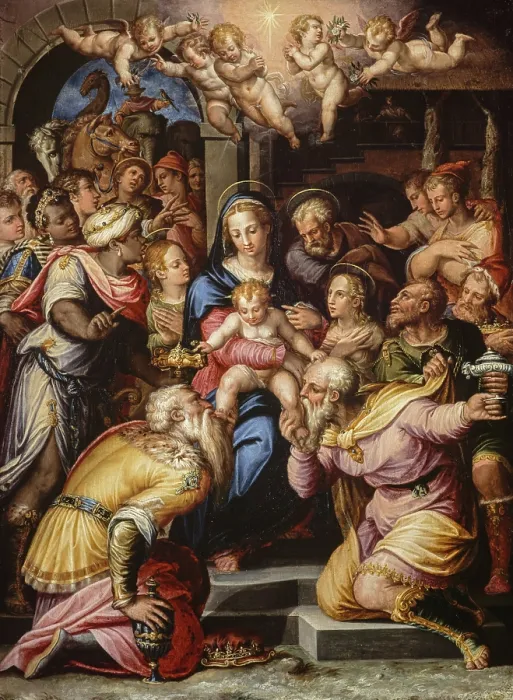 Framed Print : The Adoration of the Magi, 1567. Creator: Vasari, Giorgio (1511-1574) Framed Print : The Adoration of the Magi, 1567. Creator: Vasari, Giorgio (1511-1574)