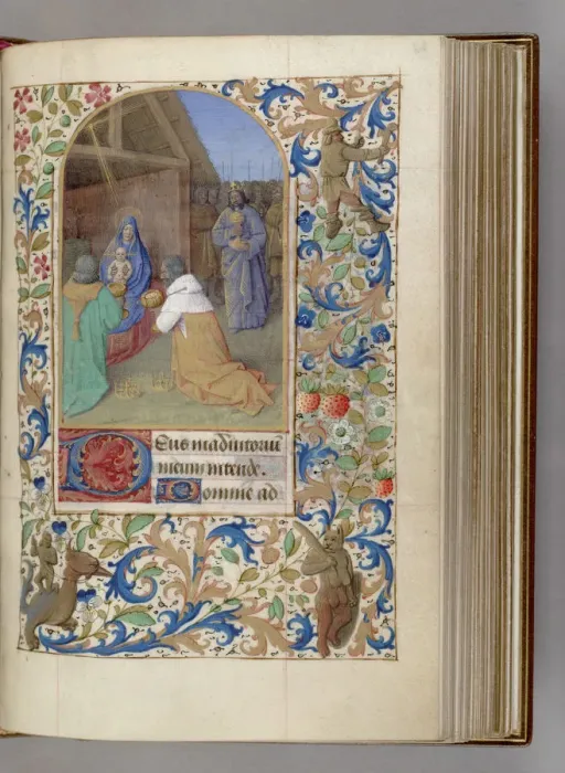 Framed Print : The Adoration of the Magi (Book of Hours), 1450-1499. Artist: Fouquet, Jean (workshop) Framed Print : The Adoration of the Magi (Book of Hours), 1450-1499. Artist: Fouquet, Jean (workshop)