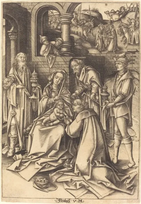 Framed Print : The Adoration of the Magi, c. 1490 / 1500. Creator: Israhel van Meckenem Framed Print : The Adoration of the Magi, c. 1490 / 1500. Creator: Israhel van Meckenem