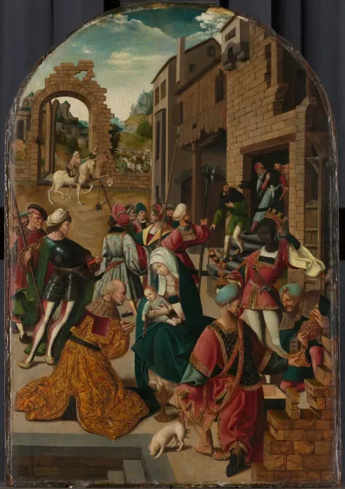 Framed Print : The Adoration of the Magi, c. 1510. Artist: Cornelisz van Oostsanen, Jacob (ca. 1470-1533) Framed Print : The Adoration of the Magi, c. 1510. Artist: Cornelisz van Oostsanen, Jacob (ca. 1470-1533)