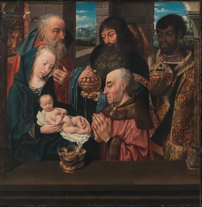 Framed Print : The Adoration of the Magi, c1500. Creator: Goes, Hugo, van der (1435-1482) Framed Print : The Adoration of the Magi, c1500. Creator: Goes, Hugo, van der (1435-1482)