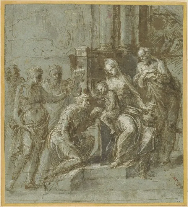 Framed Print : The Adoration of the Magi, c.1525. Creator: Biagio Pupini Framed Print : The Adoration of the Magi, c.1525. Creator: Biagio Pupini