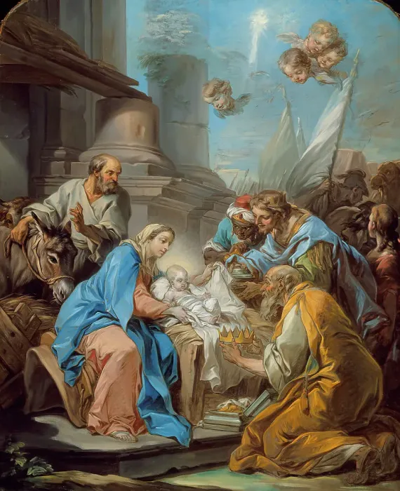 Framed Print : Adoration of the Magi, c1760. Creator: Carle van Loo Framed Print : Adoration of the Magi, c1760. Creator: Carle van Loo