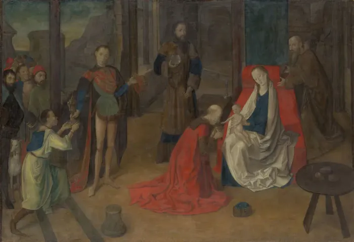 Framed Print : The Adoration of the Magi, ca. 1465. Creator: Joos van Wassenhove Framed Print : The Adoration of the Magi, ca. 1465. Creator: Joos van Wassenhove