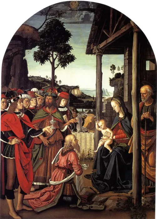 Framed Print : The Adoration of the Magi, ca. 1470-1480. Artist: Perugino (ca. 1450-1523) Framed Print : The Adoration of the Magi, ca. 1470-1480. Artist: Perugino (ca. 1450-1523)