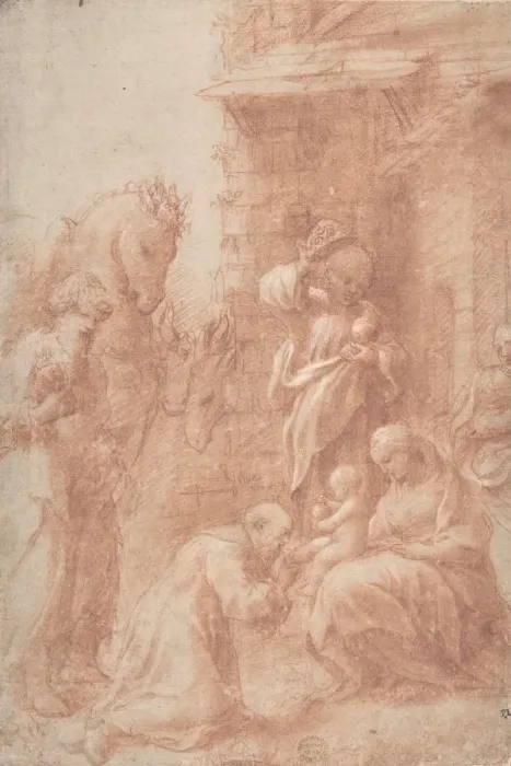 Framed Print : The Adoration of the Magi, ca. 1517. Creator: Correggio Framed Print : The Adoration of the Magi, ca. 1517. Creator: Correggio