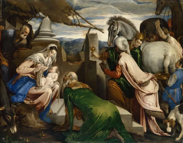 Framed Print : The Adoration of the Magi, ca 1555. Artist: Bassano, Jacopo, il vecchio (ca. 1510-1592) Framed Print : The Adoration of the Magi, ca 1555. Artist: Bassano, Jacopo, il vecchio (ca. 1510-1592)
