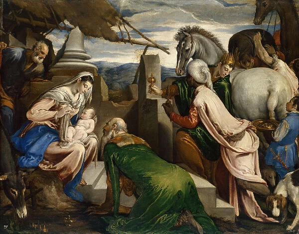The Adoration of the Magi, ca 1555. Artist: Bassano, Jacopo, il vecchio (ca. 1510-1592)