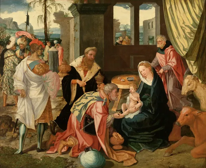 Framed Print : The Adoration of the Magi. Creator: Jan Swart Van Groningen Framed Print : The Adoration of the Magi. Creator: Jan Swart Van Groningen