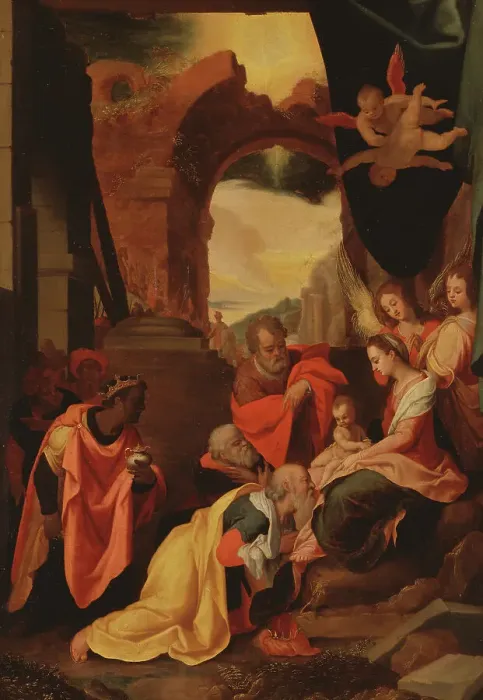 Framed Print : The Adoration of the Magi. Creator: Unknown Framed Print : The Adoration of the Magi. Creator: Unknown