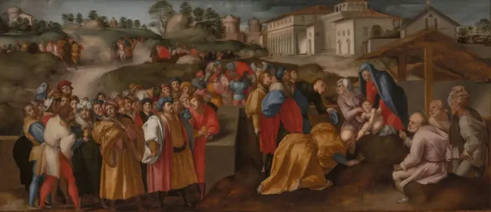 Framed Print : The Adoration of the Magi (Epifania Benintendi), 1519-1520. Artist: Pontormo (1494-1557) Framed Print : The Adoration of the Magi (Epifania Benintendi), 1519-1520. Artist: Pontormo (1494-1557)